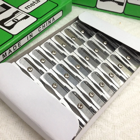 Handmatige Potloodslijper Metaal Enkel Gat Aluminiumlegering Slijper Voor School Kantoor Student Handgereedschap Zilver