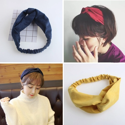 Damen Twist Knoten Stirnband Einfarbig Wildleder Strick Rippen Elastisches Haarband Täglich Gesicht Waschen Accessoires