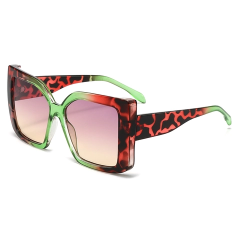 Occhiali Da Sole Quadrati Oversize Protezione UV400 Montura PC Color Block Leopardo Tartarugato Moda Per Donna Aperto