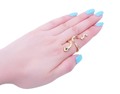 Schlangen Ring Damen Poliert Legierung Verstellbar Offen Wickel Tier Schmuck Minimalistisch Punk