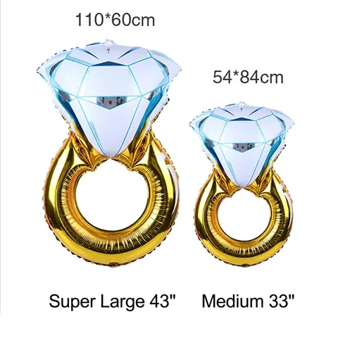 Diamond Ring Foil Balloon Metallic Aluminum Film Inflatable Decoration For Wedding Proposal Engagement Valentine Day