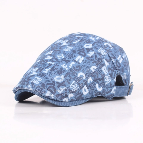 Retro Denim Schirmmütze Gemustert Verstellbare Metallschnalle Vintage Baskenmütze Für Herren Damen Unisex Freizeit Hut
