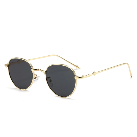 Retro Oval Sunglasses Metal Frame Small Round Tinted Lens Vintage Branch Temple Fashion Eyewear Unisex