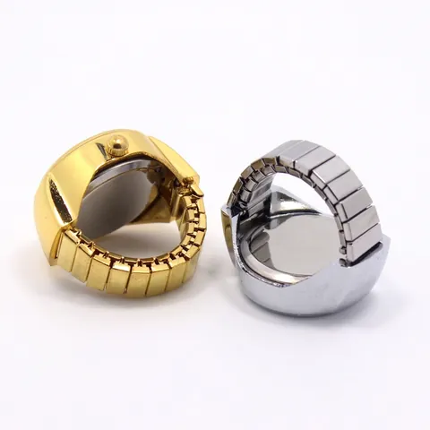 Fashion Glitzer Zifferblatt Ring-Uhr Damen Minimalistisch Legierung Edelstahl Analog Quarz Finger Uhr Schmuck Zubehör