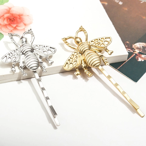 Fermaglio per Capelli a Forma di Ape in Lega Vintage per Donna Oro Argento Galvanico Animale Bobby Pin Accessori per Capelli