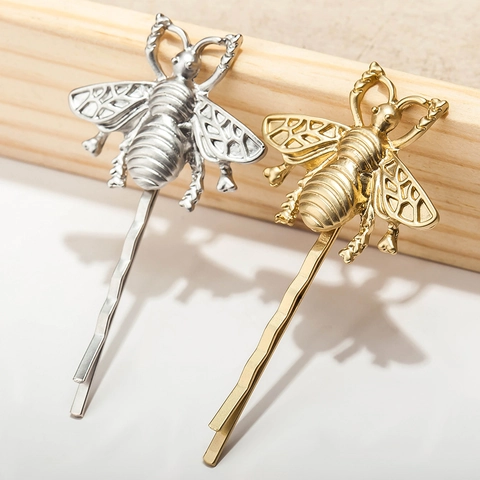 Retro Legierung Biene Haarspange Für Damen Hohle Insekt Matte Metall Bobby Pin Gold Silber Elegante Seitenclip Haarschmuck