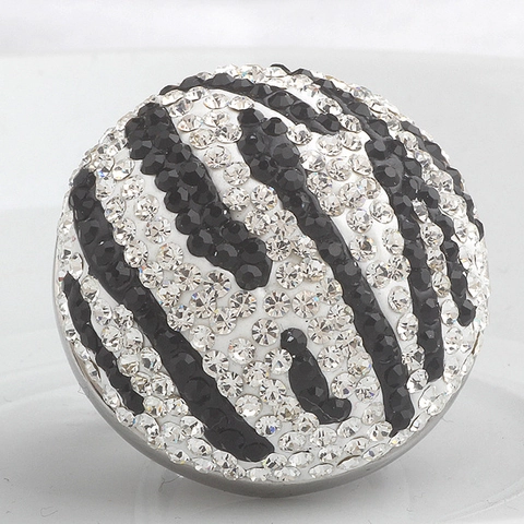 Anello Largo in Acciaio Inossidabile con Motivo Zebra e Strass per Donna Moda a Strisce Zebra Intarsiato di Cristallo Anello a Faccia Grande Gioielli