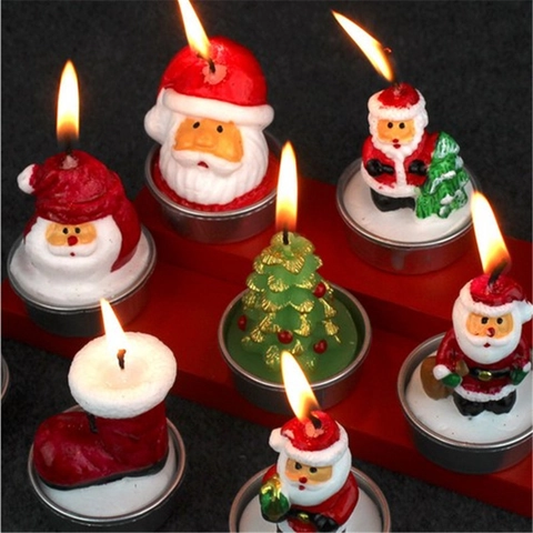 Candele Decorative Natalizie Cera Di Paraffina Babbo Natale Pupazzo Di Neve Albero Decorazione Tavola Festiva
