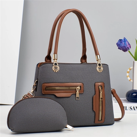 Borsa A Mano E Pochette Donna Pelle PU Grande Capacità Borsa A Tracolla Spalla Texture Intrecciata Vintage Versatile
