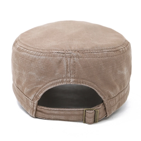 Herren Washed Cotton Cadet Cap Vintage Military Style Flache Kappe Verstellbar Outdoor Retro Sonnenschutz