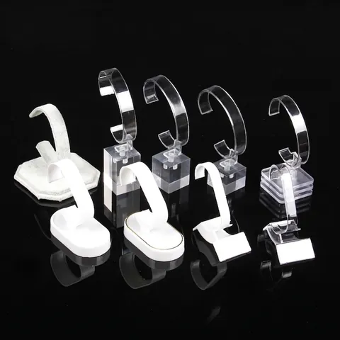 Watch Display Stand Acrylic Clear C-Shape Jewelry Bracelet Holder Base For Retail Store Counter Showcase Organization