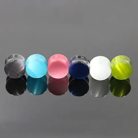 Fashion Solid Cat Eye Stone Ear Plugs Multi Color Body Piercing Jewelry Unisex Round Geometric Ear Gauges Expanders Earring Plugs