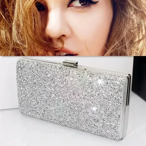 Pochette De Soirée Scintillante Paillettes Cadre Métallique Fête Mariage Bal Élégant Glamour Femmes Avec Chaîne