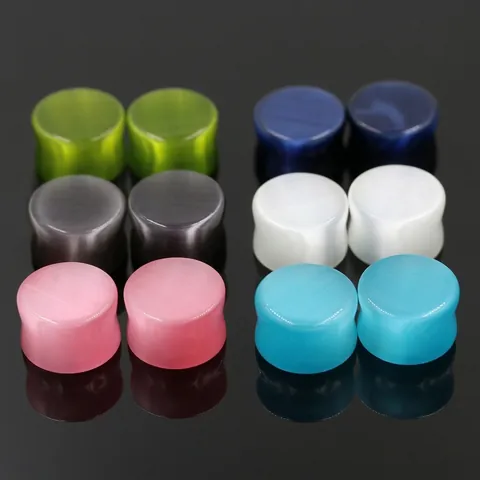 Fashion Solid Cat Eye Stone Ear Plugs Multi Color Body Piercing Jewelry Unisex Round Geometric Ear Gauges Expanders Earring Plugs