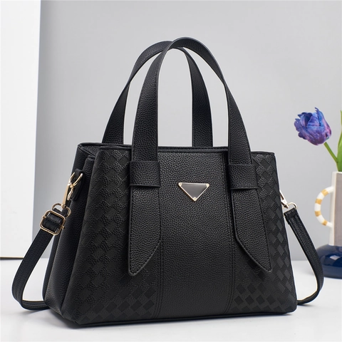 Damen Handtasche PU Leer Litchi Korrel Crossbody Tas Met Afneembare Schouderriem Gouden Hardware Elegante Modieuze Tote