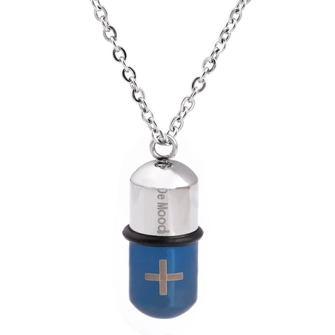 Kapsel Anhänger Halskette 304 Edelstahl Pillenform Kreuz Muster Graviert Zweifarbig Trendy Hip Hop Unisex Schmuck