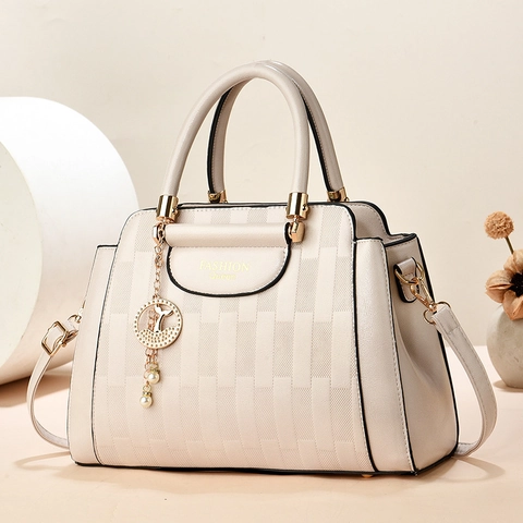 Damen Eimertasche PU Leder Große Kapazität Gewebte Textur Retro Umhängetasche Handtasche Goldene Hardware Künstliche Perlendekor