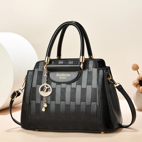 Damen Eimertasche PU Leder Große Kapazität Gewebte Textur Retro Umhängetasche Handtasche Goldene Hardware Künstliche Perlendekor