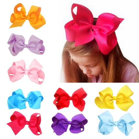 Oversized Grosgrain Ribbon Bowknot Hair Clip Handmade Alligator Hairpin Accessories For Baby Girls Kids Toddlers Classic Solid Color