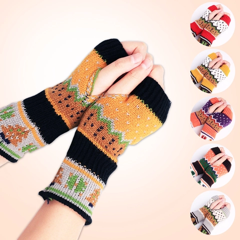 Guanti Senza Dita In Maglia Con Motivo Albero Di Natale E Fiocco Di Neve Muffole In Acrilico Calde Stile Nordico Donna