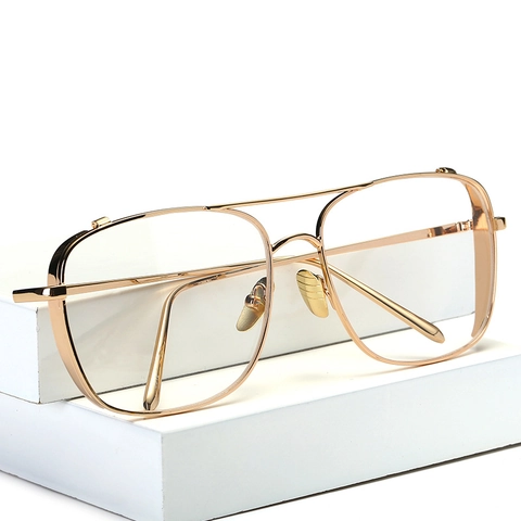 Mode Vintage Lunettes de Soleil Grande Monture Protection UV400 Alliage de Métal Style Aviateur Pour Hommes Femmes Solaire