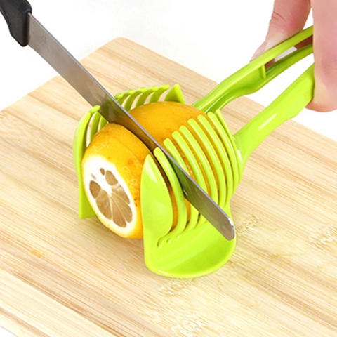 Fruit Vegetable Slicer Assistant Holder Handheld Plastic Round Food Splitting Tool For Lemon Tomato Onion Kitchen Gadget