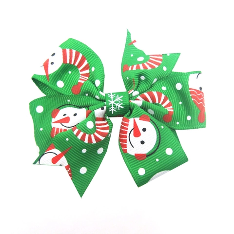 Pinzas Para El Cabello Con Lazo De Navidad Cinta De Grosgrain Cola De Golondrina Muñeco De Nieve Copo De Nieve Horquillas Para Niñas Bebés