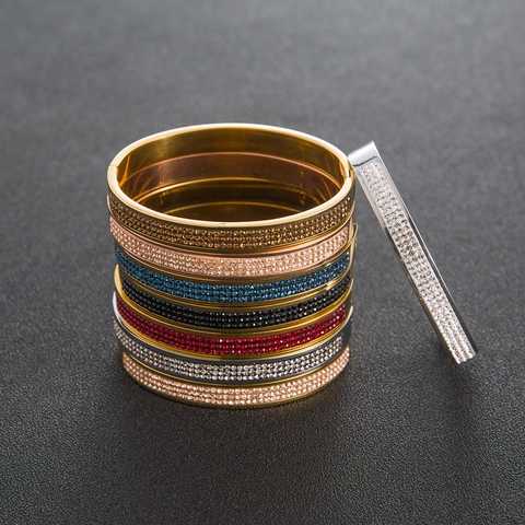 Roestvrijstalen Armband Met Meerdere Rijen Zirkon Voor Dames Modieuze Sieraden Met Steentjes