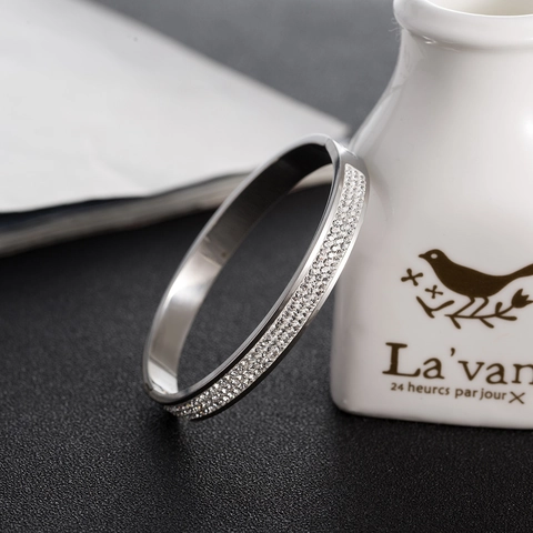 Roestvrijstalen Armband Met Meerdere Rijen Zirkon Voor Dames Modieuze Sieraden Met Steentjes