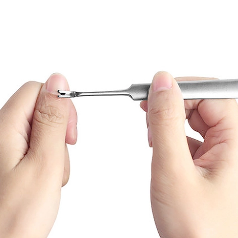 Professional Stainless Steel Cuticle Trimmer Fork Dead Skin Remover V-Shaped Blade Manicure Pedicure Nail Care Tool Silver