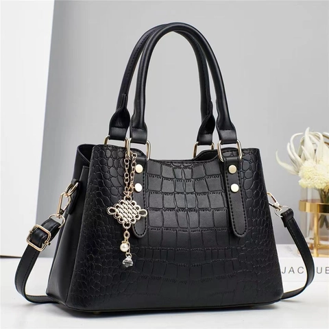 Borsa a Tracolla da Donna in Pelle PU con Motivo Coccodrillo e Texture Pietra Manico Superiore Borsa Casual Quotidiana