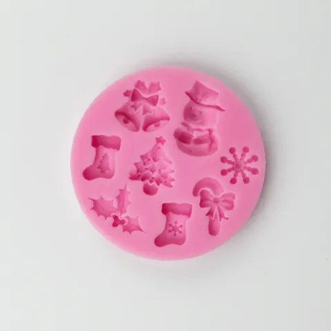 Molde De Silicona De Navidad Muñeco De Nieve Copo Campana Para Pastel Fondant Chocolate DIY Jabón Decoración De Fiesta