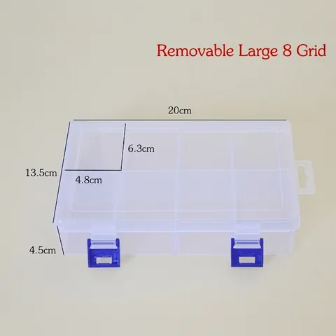 Large Transparent Plastic Storage Box With Adjustable Dividers Hardware Tools Organizer Box Eight Grid Parts Case Jewelry Beads Storage Container