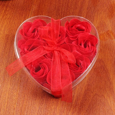 Heart Shaped Soap Flower Gift Box With Rose Petals For Valentine Day Wedding Party Favors Home Decor Elegant Romantic