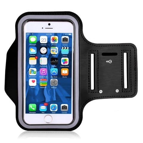 Sports Phone Armband Bag Neoprene PU Touchscreen Waterproof For Running Cycling Fitness With Key Holder Reflective Strip