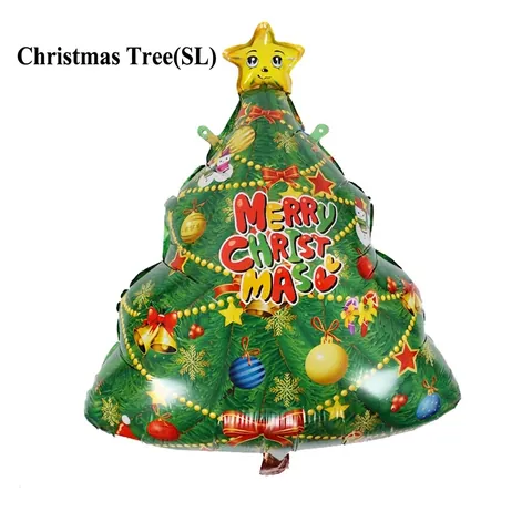 Christmas Tree Balloon Aluminum Film Foil Merry Christmas Print Decorative Holiday Party Atmosphere Ornament For Home