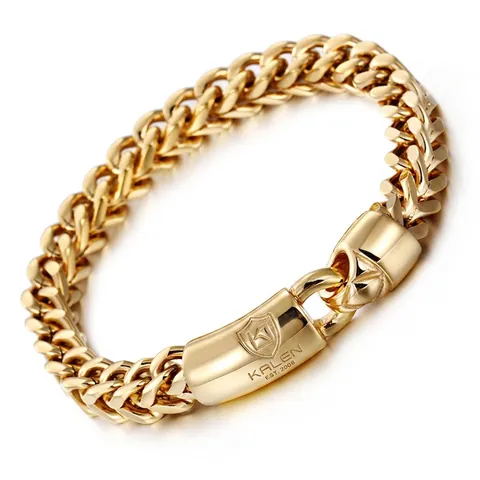 Bracciale A Catena Franco Da Uomo Maglie In Metallo Lucido Stile Punk Hip Hop Gioielli Accessorio Moda
