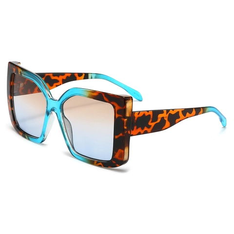 Occhiali Da Sole Quadrati Oversize Protezione UV400 Montura PC Color Block Leopardo Tartarugato Moda Per Donna Aperto