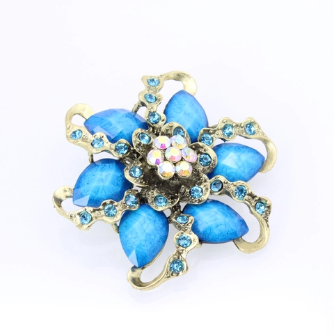 Spilla a Fiore in Lega di Bronzo Vintage per Donna Resina Colorata Gemma Strass Intarsiato Gioielli di Moda Retrò Arredamento