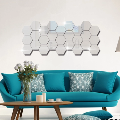 Hexagon Mirror Wall Sticker 3D Acrylic Removable DIY Mirror Decals For Home Living Room Bedroom Art Background Wall Decor