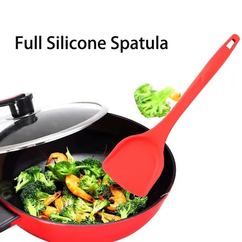 Silicone Spatula Food Grade Heat Resistant Non-Stick Integrated Stir Fry Turner Tool For Home Kitchen Cooking