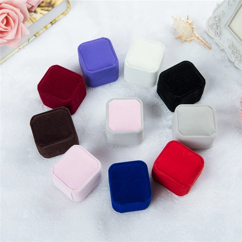 Scatola per Anelli in Velluto Portatile Piccolo Astuccio Organizer per Gioielli Per Orecchini a Bottone Floccaggio di Alta Qualità Plastica Contenitore Regalo Matrimonio