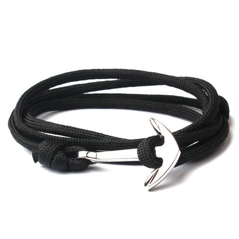 Handmade Nautical Anchor Wrap Bracelet Alloy Multi Layer Woven Nylon Cord For Men Women Vintage Style
