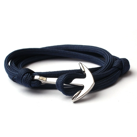 Handmade Nautical Anchor Wrap Bracelet Alloy Multi Layer Woven Nylon Cord For Men Women Vintage Style