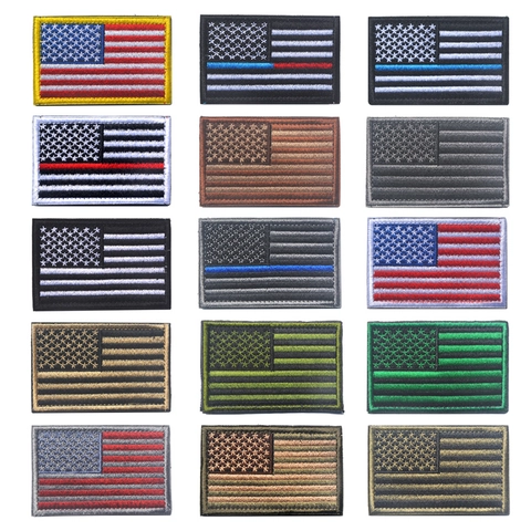 USA Flag Embroidered Morale Patches Tactical Hook And Loop Fastener Twill Fabric Badges For Backpacks Clothing Hats DIY