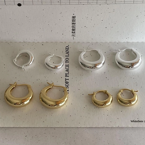 Chunky Hoop Ohrringe Aus 925 Sterling Silber Minimalistische Geometrische Hochglanzpolierte 18K Vergoldete Schmuck Für Damen