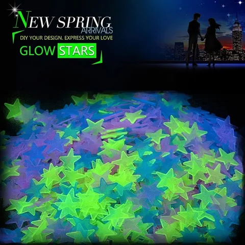 Stelle Luna Adesivi Murali Luminosi Decalcomanie Plastica Fluorescente Per Decorazione Soffitto Camera Bambini Autoadesivo