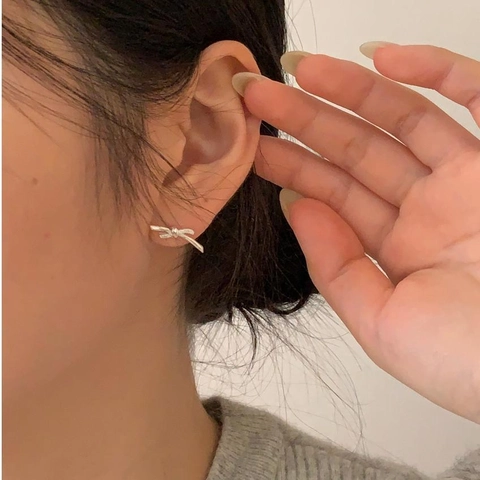 925 Sterling Silber Schleife Ohrstecker Minimalistische Koreanische Schleifen Schmuck Für Damen
