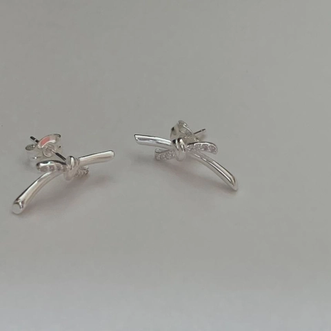 925 Sterling Silber Schleife Ohrstecker Minimalistische Koreanische Schleifen Schmuck Für Damen