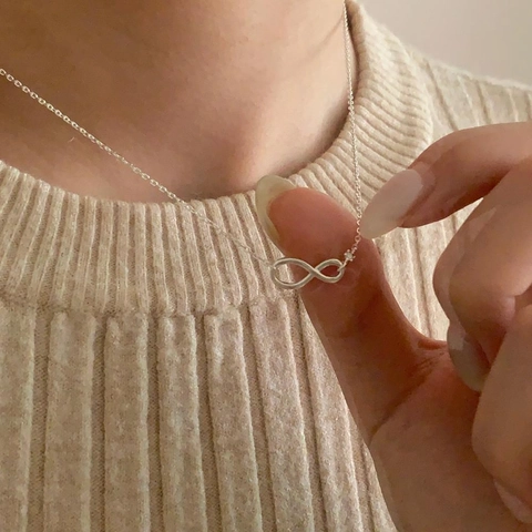 Collana Con Ciondolo Infinito Argento Sterling 925 Zircone Intarsiato Gioielli Eleganti Minimalisti Per Donna